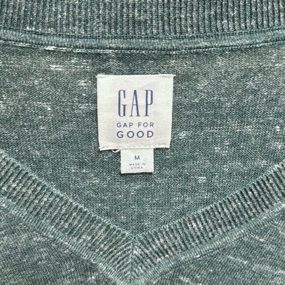 Gap Men’s Green V neck Long Sleeve Sweater Size Medium - Picture 3 of 6